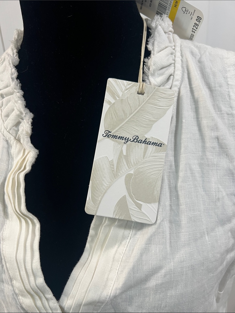 New Tommy Bahama Two Palms Double Ruffle Linen Dress - Picture 5 of 8